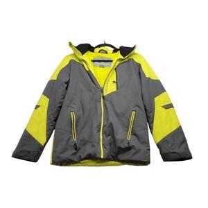 Obermeyer Teen Large 14-16 Ski Snowboard Jacket Gray Neon Yellow Winter Coat